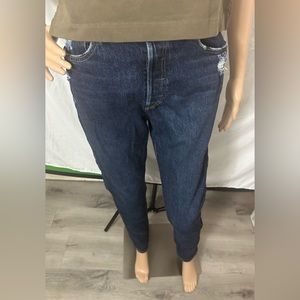 Levi Strauss & Co 501 S Skinny, W29, L32 High Rise, Distressed Blue Jean Pants